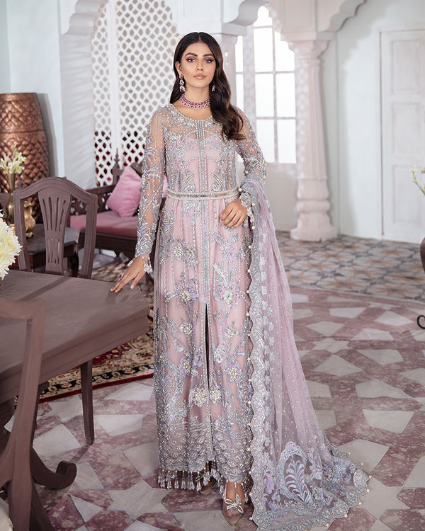 Gulaal | Wedding Formals | NAAZ EMBROIDERED NET 3-PIECE SUIT WS-09 - Official Gulaal - Agha Fabrics UK