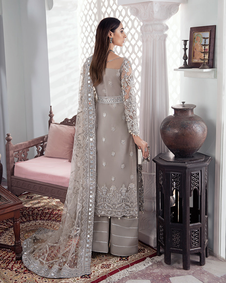 Gulaal | Wedding Formals | Gulnoor Embroidered Net 3-Piece Suit WS-18 - Official Gulaal - Agha Fabrics UK