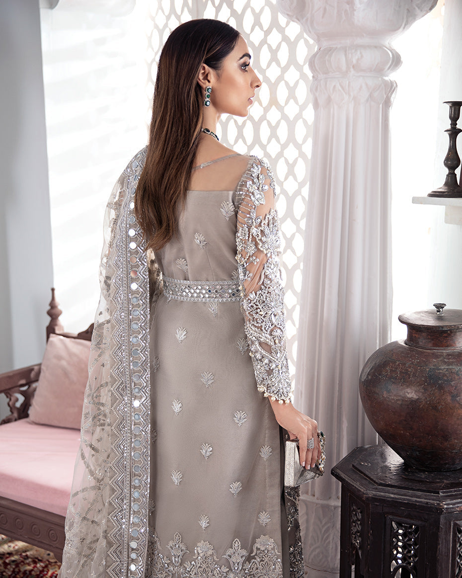 Gulaal | Wedding Formals | Gulnoor Embroidered Net 3-Piece Suit WS-18 - Official Gulaal - Agha Fabrics UK