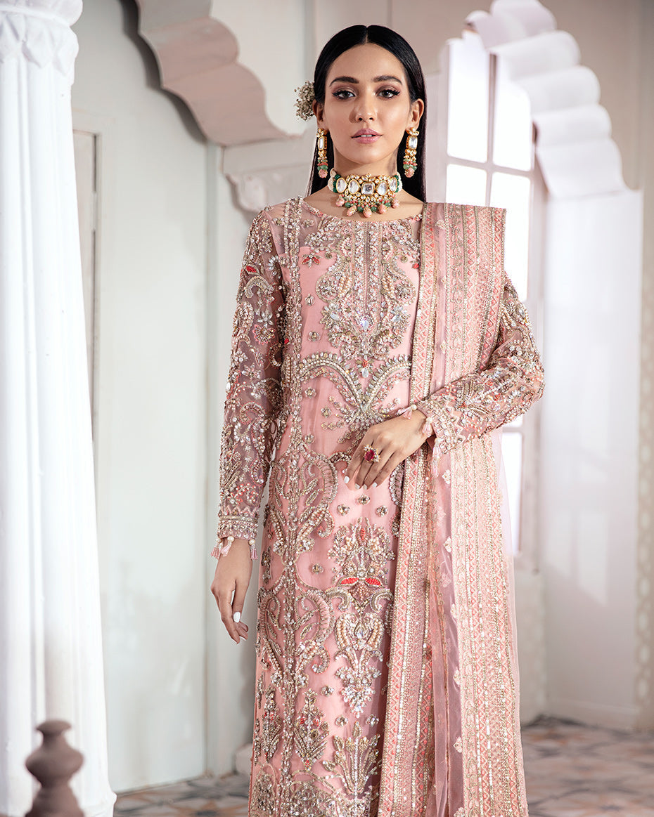 Gulaal | Wedding Formals | ARJUMAND EMBROIDERED NET 3-PIECE SUIT WS-15 - Official Gulaal - Agha Fabrics UK