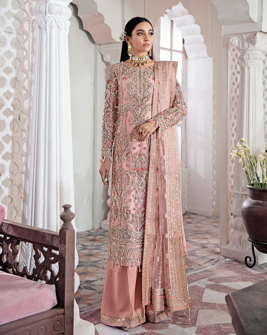 Gulaal | Wedding Formals | ARJUMAND EMBROIDERED NET 3-PIECE SUIT WS-15 - Official Gulaal - Agha Fabrics UK