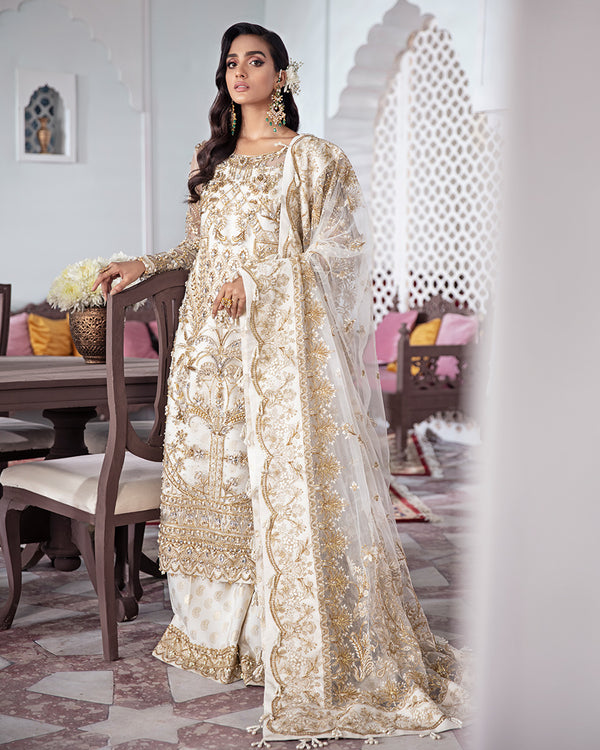Gulaal | Wedding Formals | Shehnaz Embroidered Net 3-Piece Suit WS-11 - Official Gulaal - Agha Fabrics UK