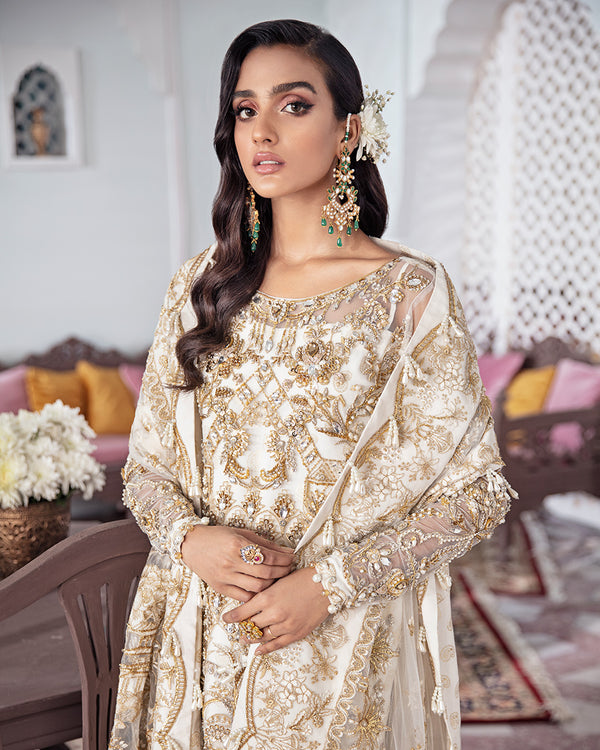 Gulaal | Wedding Formals | Shehnaz Embroidered Net 3-Piece Suit WS-11 - Official Gulaal - Agha Fabrics UK