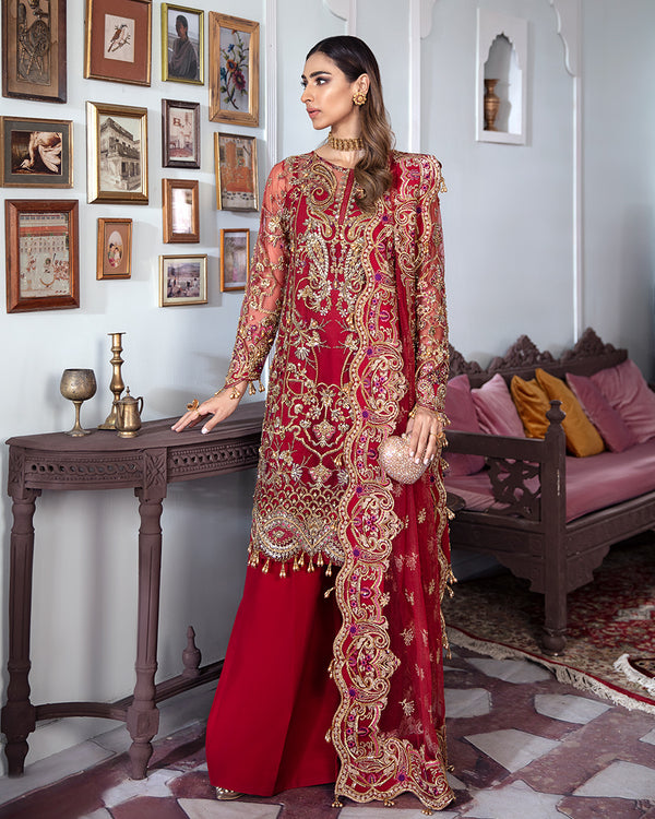 Gulaal | Wedding Formals | Tamanah Embroidered Net 3-Piece Suit WS-12 - Official Gulaal - Agha Fabrics UK