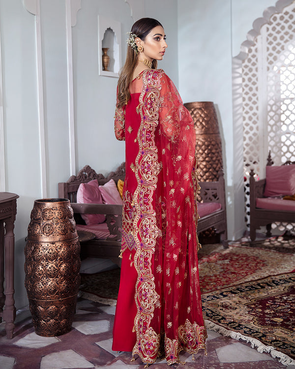 Gulaal | Wedding Formals | Tamanah Embroidered Net 3-Piece Suit WS-12 - Official Gulaal - Agha Fabrics UK