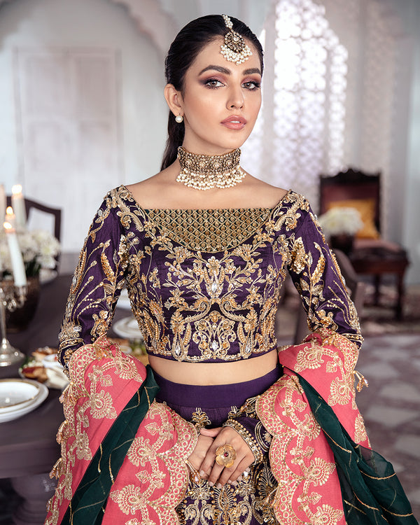 Gulaal | Wedding Formals | KEHKSHAN EMBROIDERED NET 3-PIECE SUIT WS-14 - Official Gulaal - Agha Fabrics UK