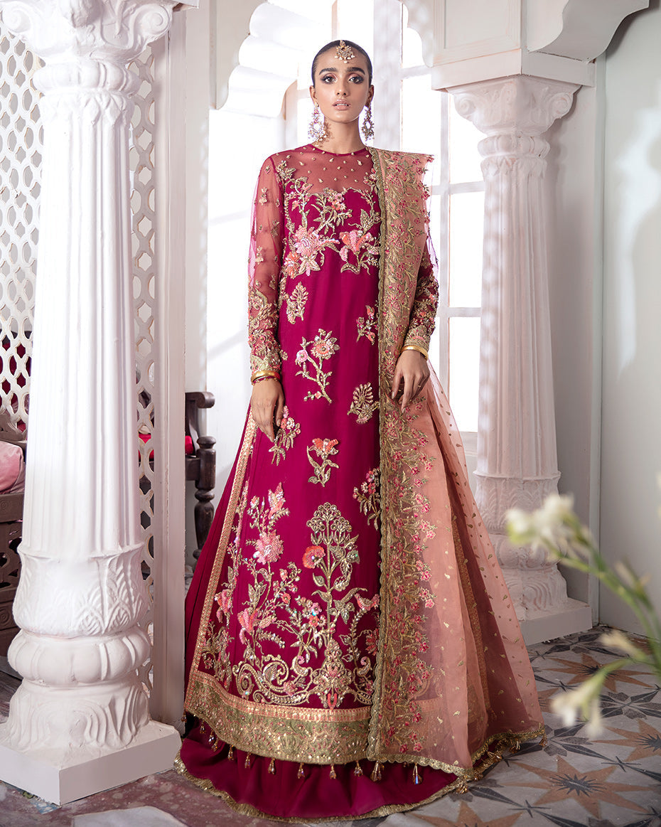 Gulaal | Wedding Formals | CHAMELI EMBROIDERED NET 3-PIECE SUIT WS-10 - Official Gulaal - Agha Fabrics UK