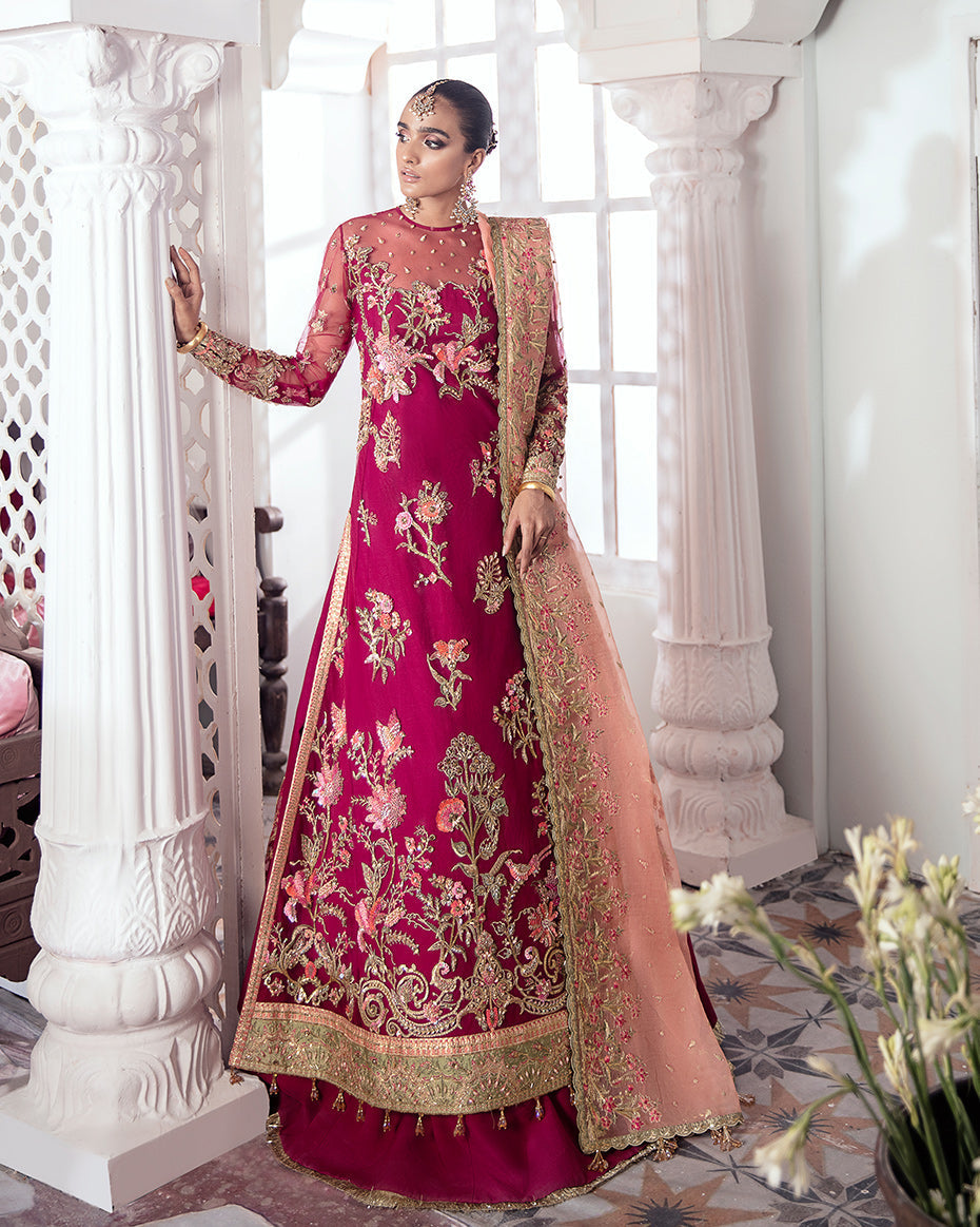 Gulaal | Wedding Formals | CHAMELI EMBROIDERED NET 3-PIECE SUIT WS-10 - Official Gulaal - Agha Fabrics UK