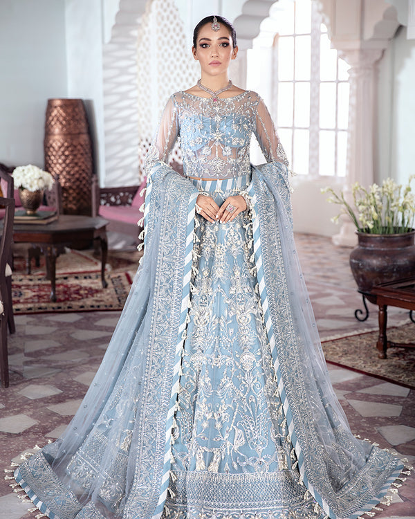 Gulaal | Wedding Formals | Mehnaaz Embroidered Net 3-Piece Suit WS-13 - Official Gulaal - Agha Fabrics UK