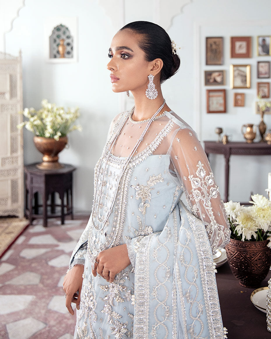 Gulaal | Wedding Formals | SAIKA EMBROIDERED NET 3-PIECE SUIT WS-20 - Official Gulaal - Agha Fabrics UK