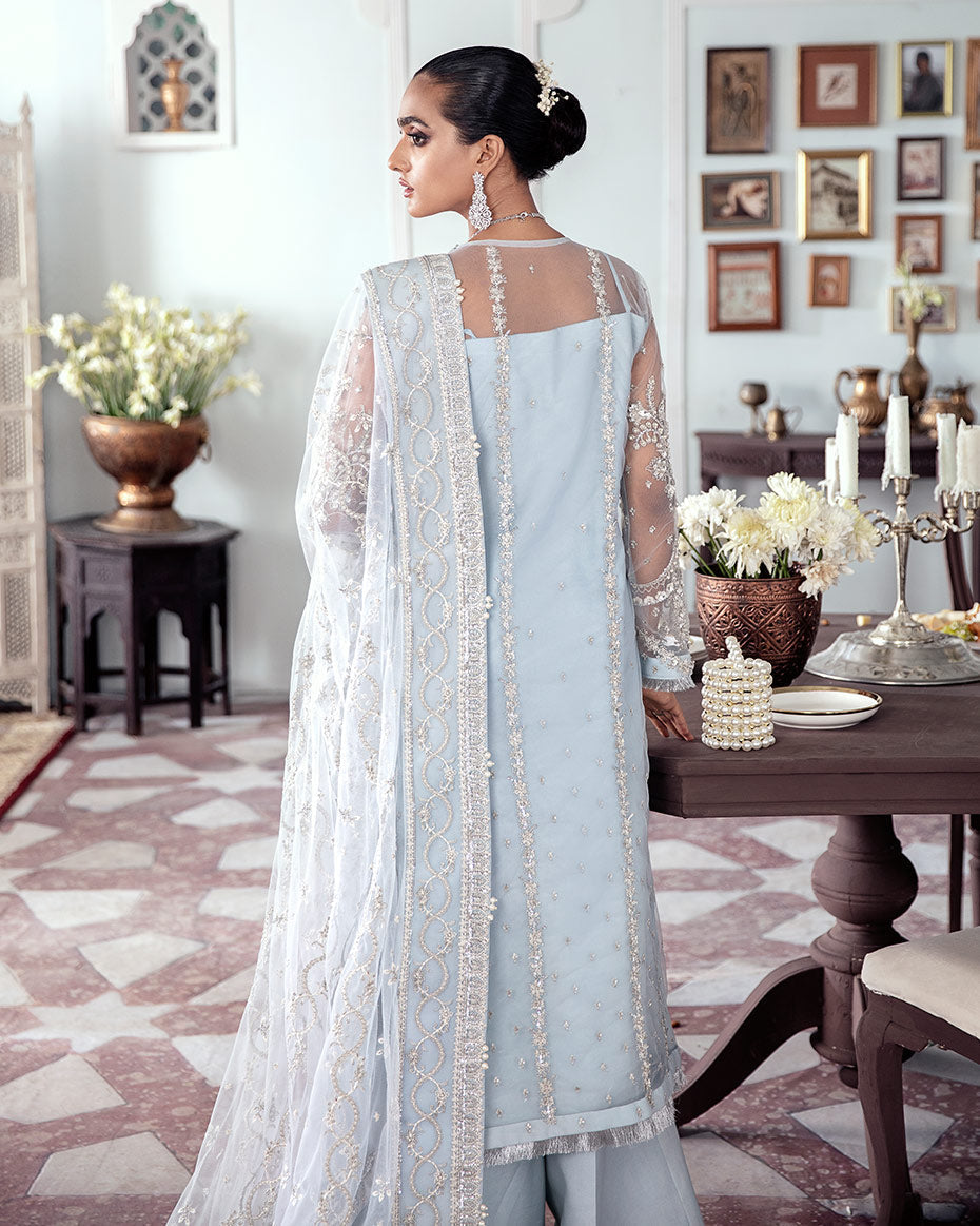 Gulaal | Wedding Formals | SAIKA EMBROIDERED NET 3-PIECE SUIT WS-20 - Official Gulaal - Agha Fabrics UK