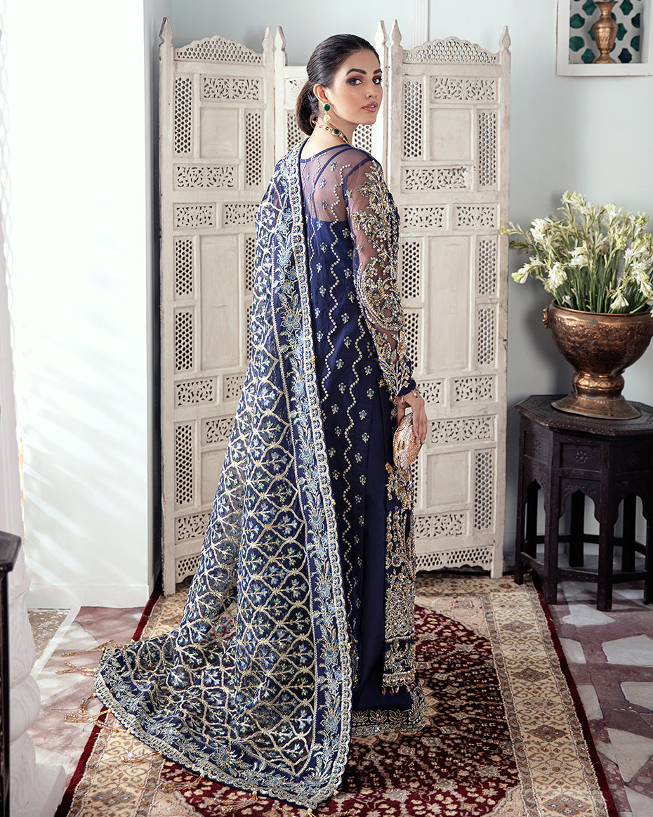 Gulaal | Wedding Formals | QAYINAAT EMBROIDERED NET 3-PIECE SUIT WS-16 - Official Gulaal - Agha Fabrics UK