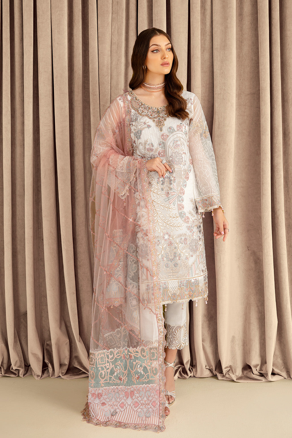 Ramsha | Minhal Organza Collection | M-707 - Official Ramsha - Agha Fabrics UK