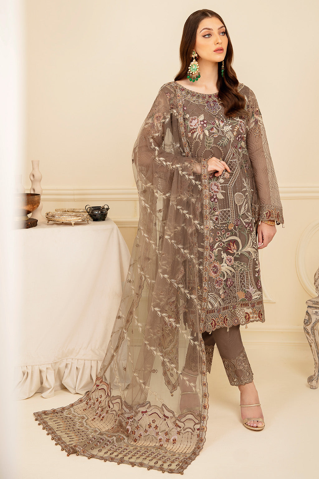Ramsha | Minhal Organza Collection | M-710 - Official Ramsha - Agha Fabrics UK