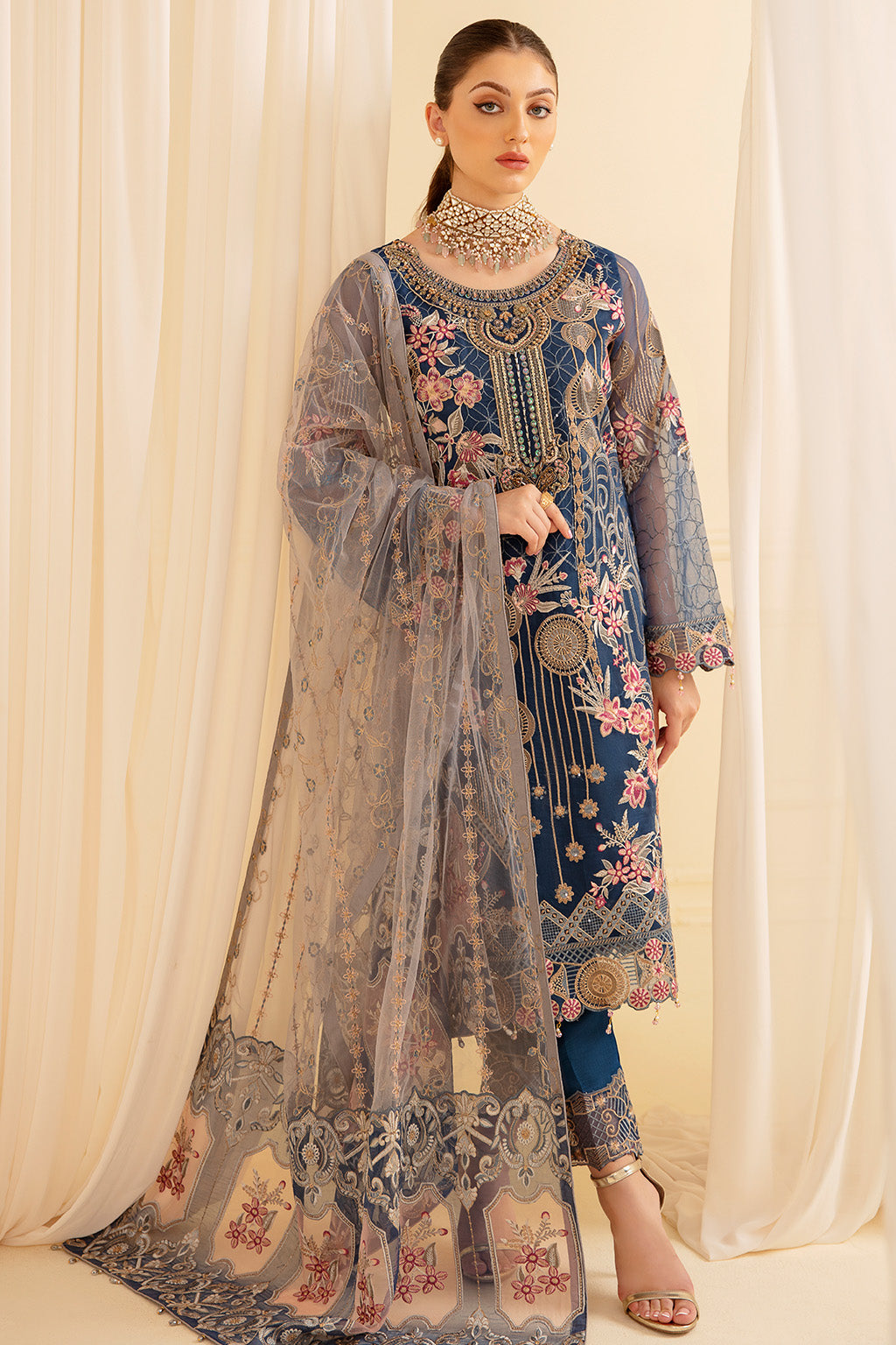Ramsha | Minhal Organza Collection | M-701 - Official Ramsha - Agha Fabrics UK
