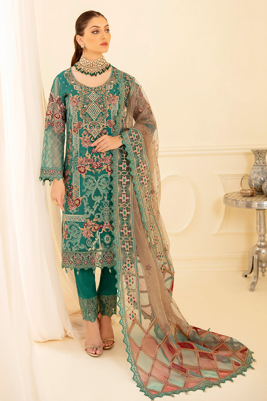 Ramsha | Minhal Organza Collection | M-708 - Official Ramsha - Agha Fabrics UK