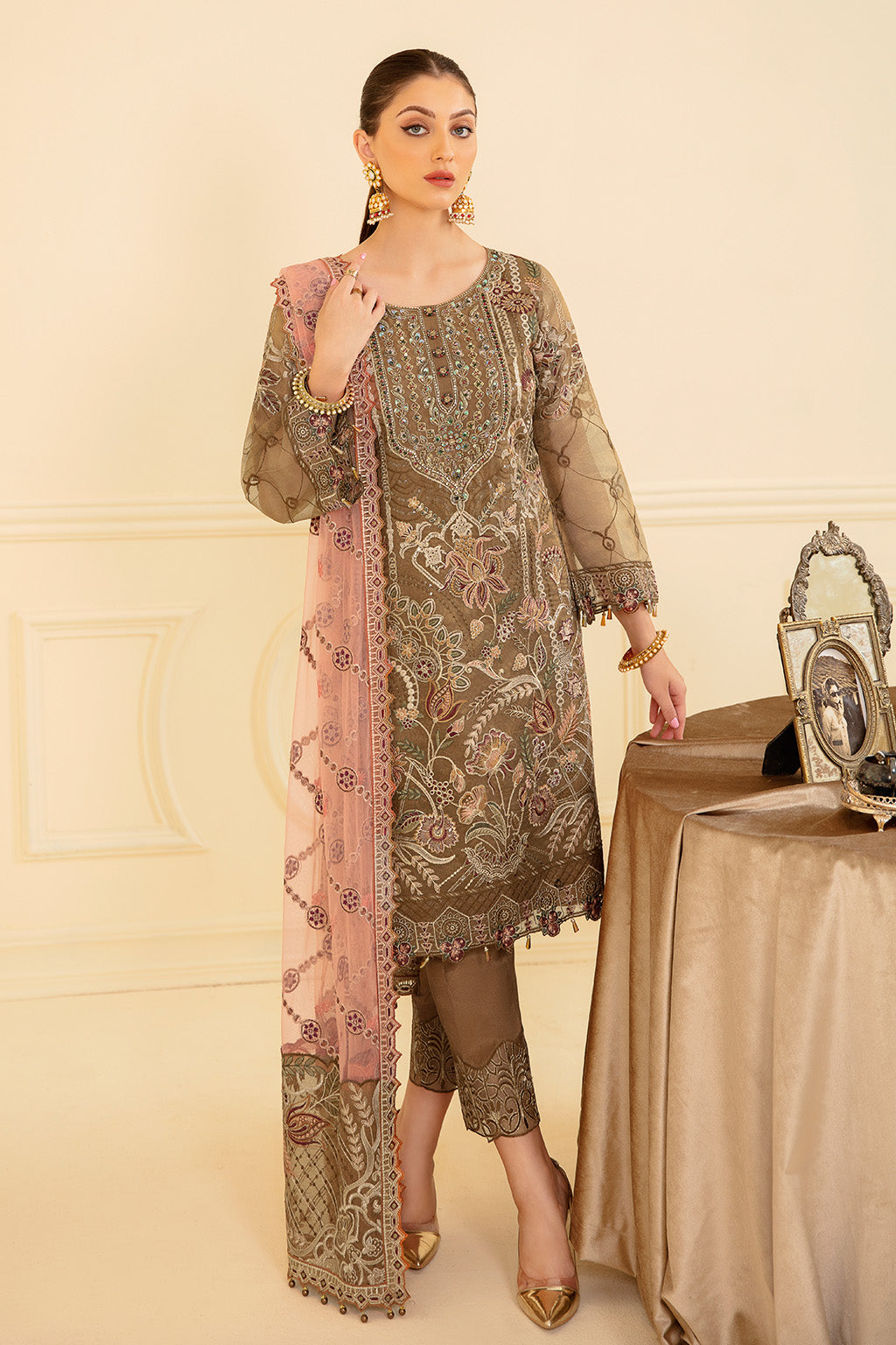 Ramsha | Minhal Organza Collection | M-705 - Official Ramsha - Agha Fabrics UK
