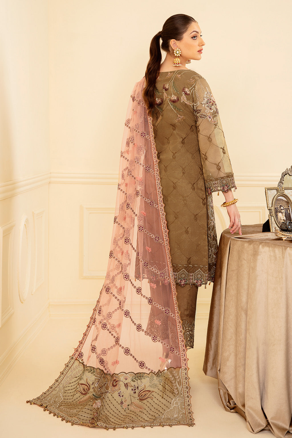 Ramsha | Minhal Organza Collection | M-705 - Official Ramsha - Agha Fabrics UK