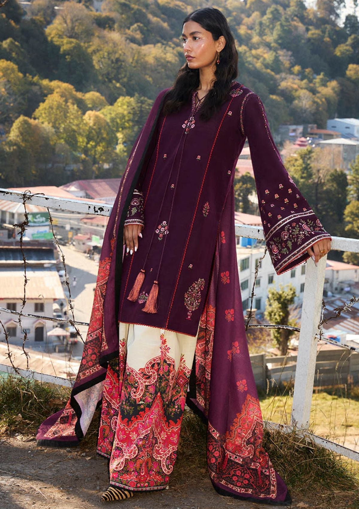Winter Collection - Jugnu by Hussain Rehar - Autumn Winter - Amethyst - Official Jugnu by Hussain Rehar - Agha Fabrics UK