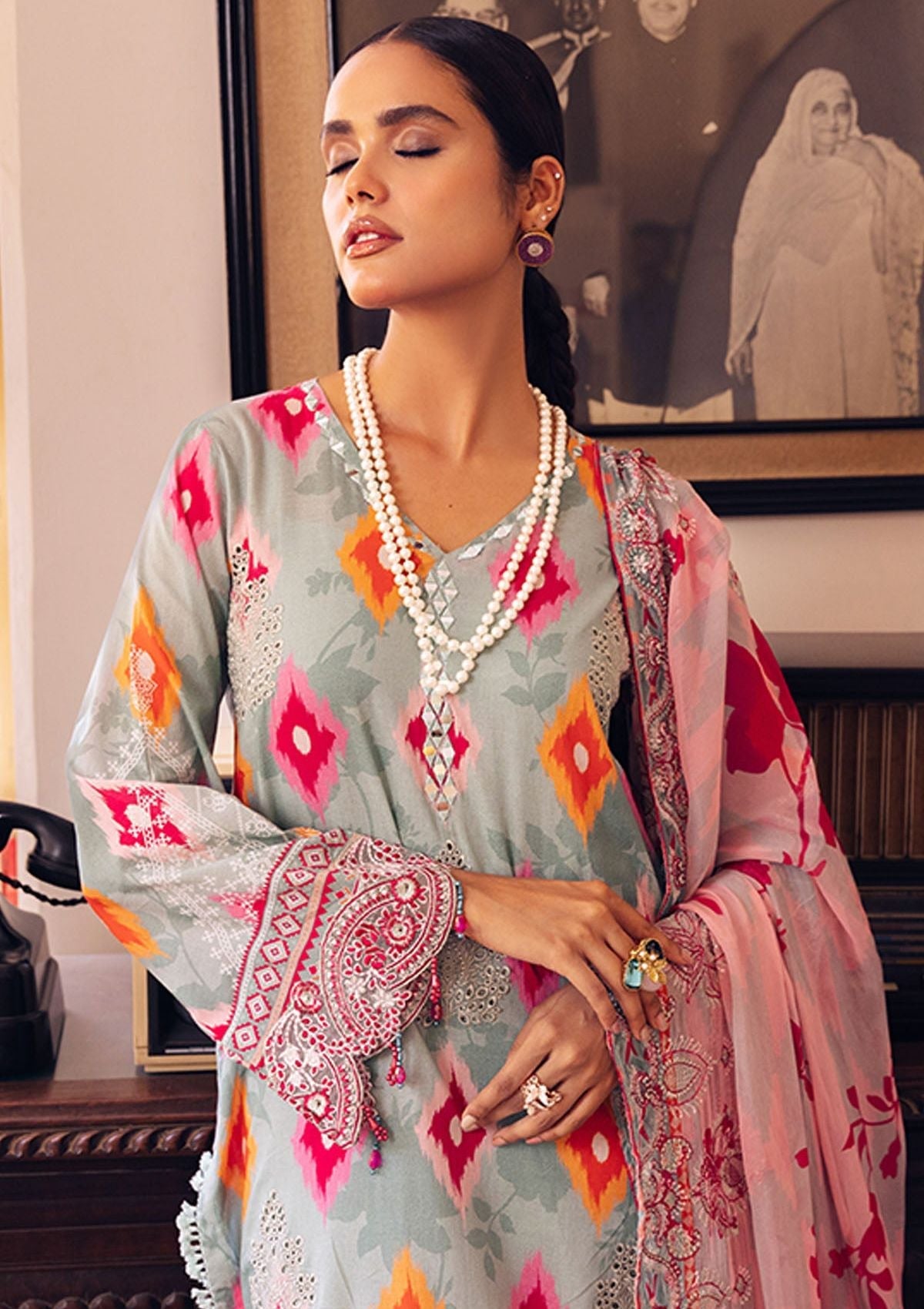 Lawn Collection - Nureh - Gardenia - E/Print - NSG#118 - Official Nureh - Agha Fabrics UK