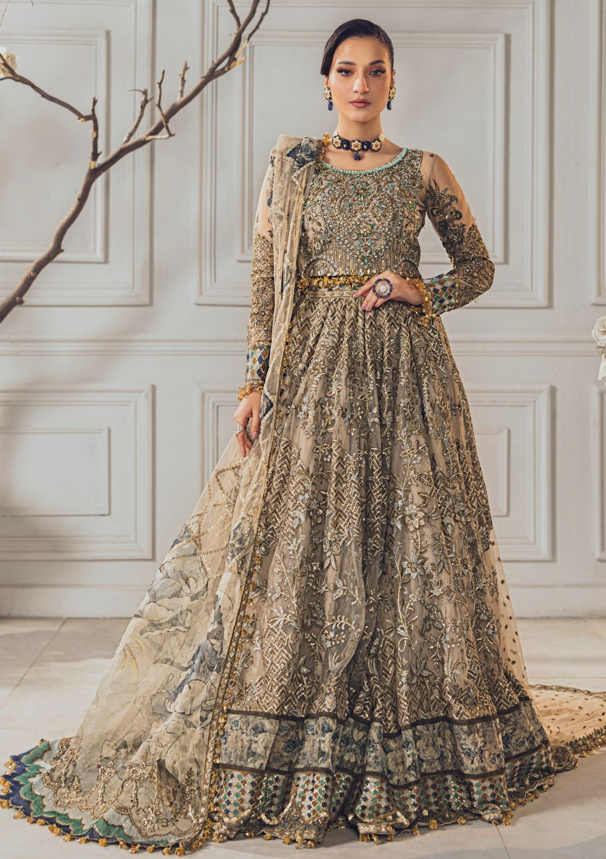 Formal Collection - Rubaaiyat - Wedding Edit 24 - Skin Gold - Official Rubaaiyat - Agha Fabrics UK