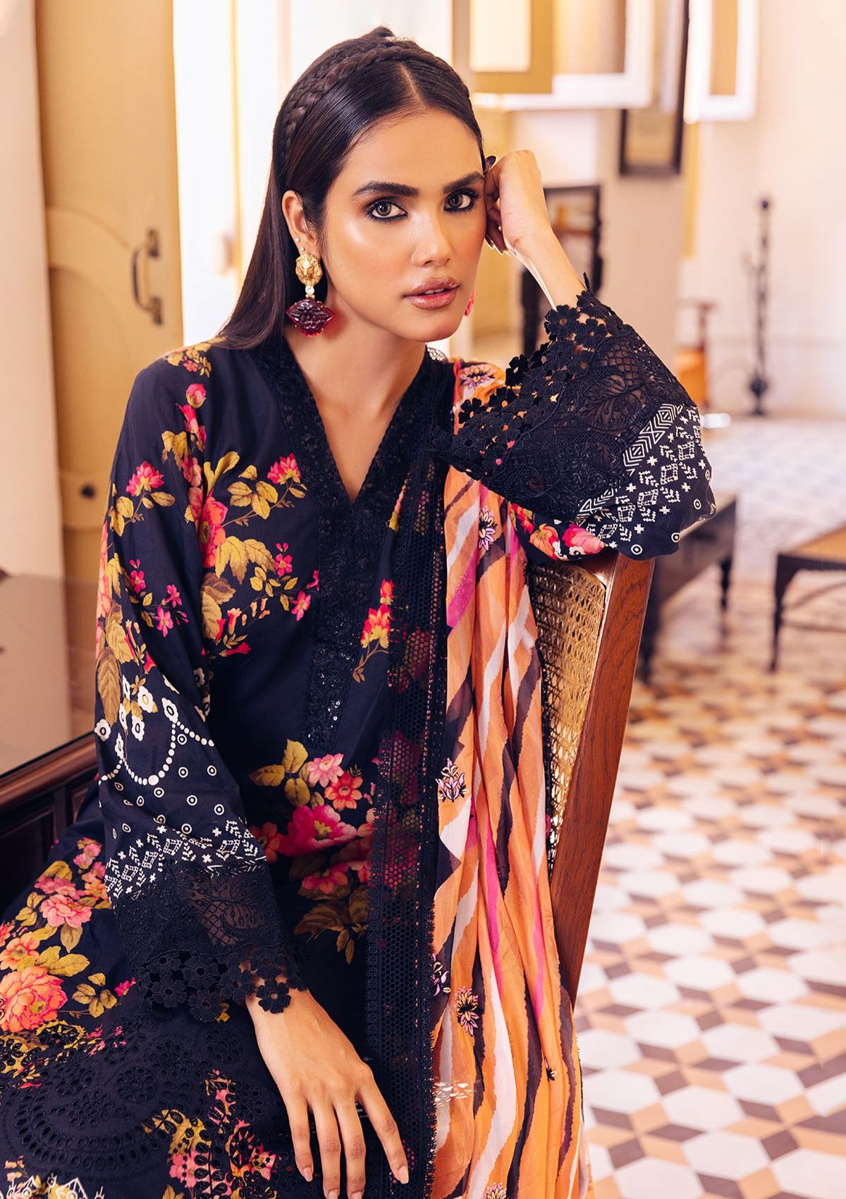 Lawn Collection - Nureh - Gardenia - E/Print - NSG#122 - Official Nureh - Agha Fabrics UK