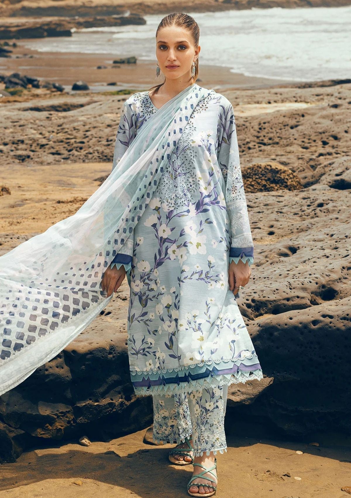 Lawn Collection - Nureh - Gardenia - Chikenkari - NG24#151 - Official Nureh - Agha Fabrics UK
