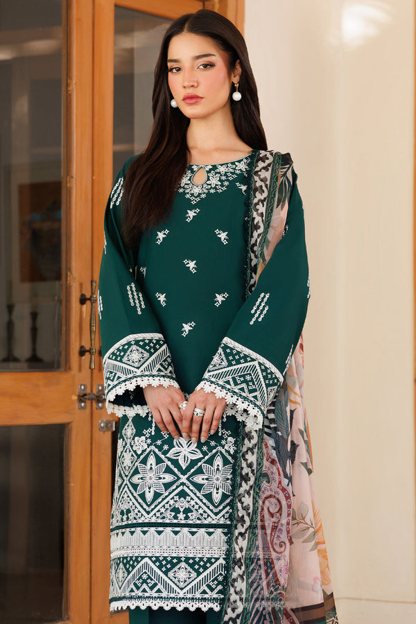 Farasha | Summer Weaves Embroidered Lawn | Teal Essence