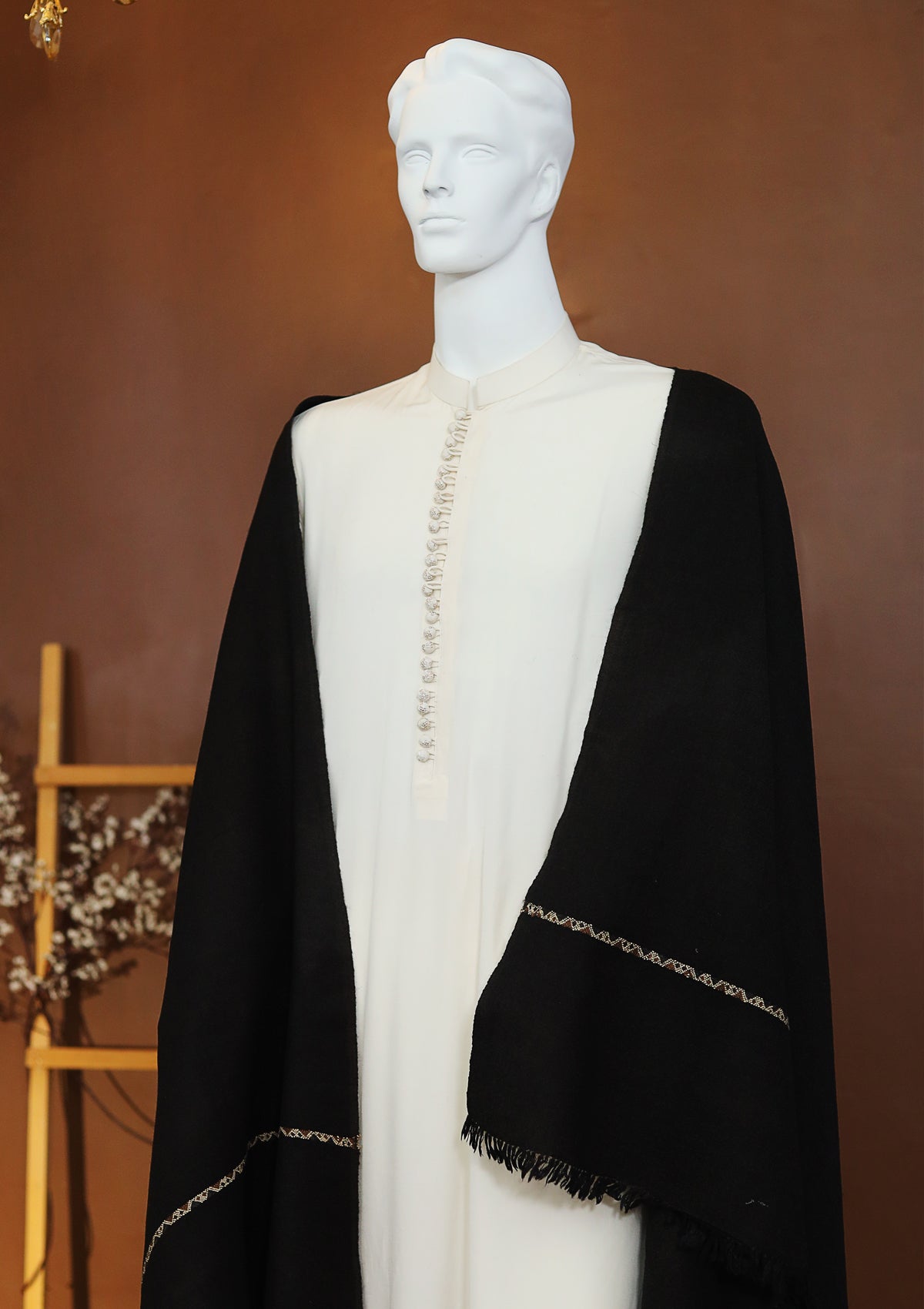 Men Shawls - Wool Shawls - D#24 - Black