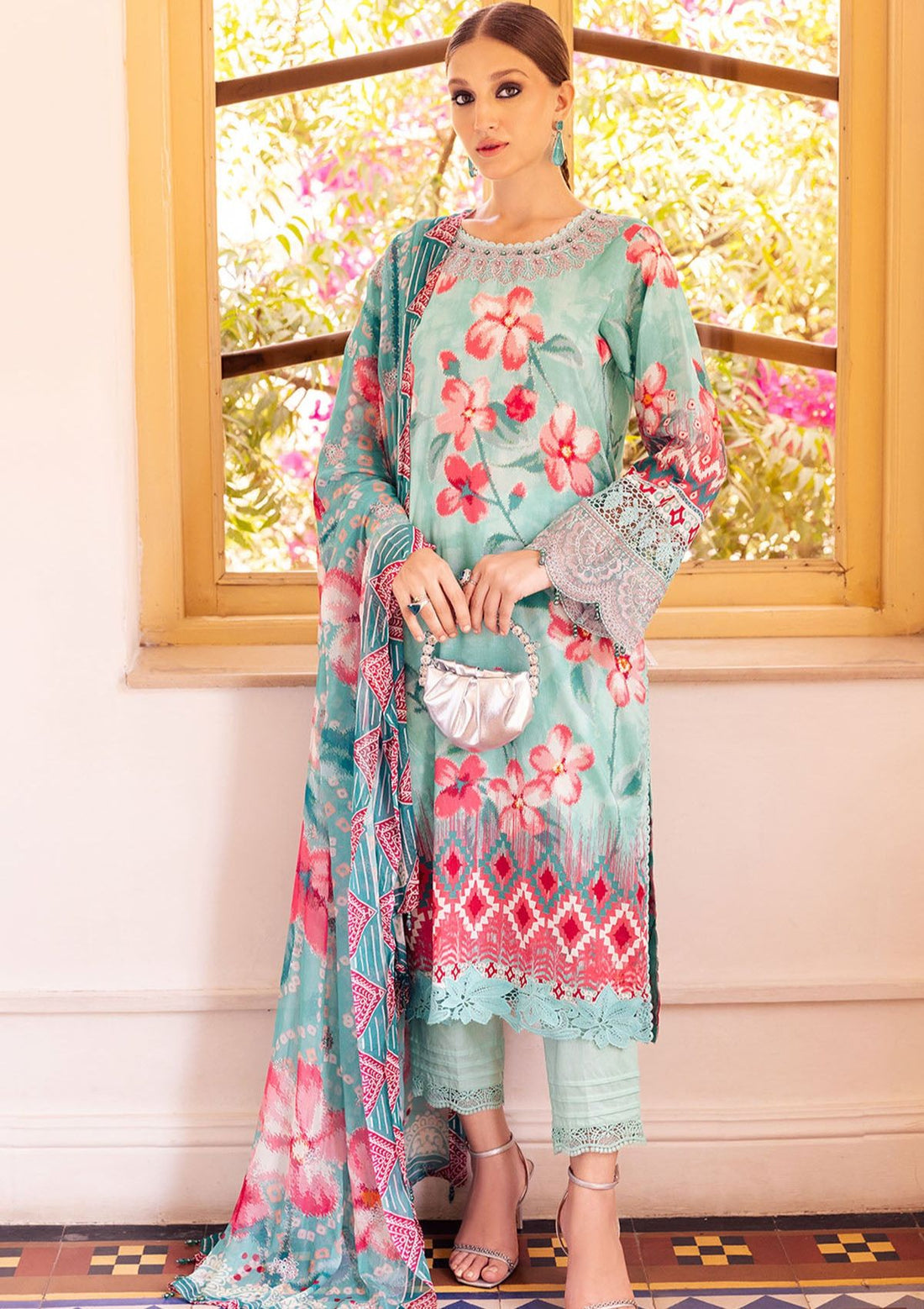 Lawn Collection - Nureh - Gardenia - E/Print - NSG#115 - Official Nureh - Agha Fabrics UK
