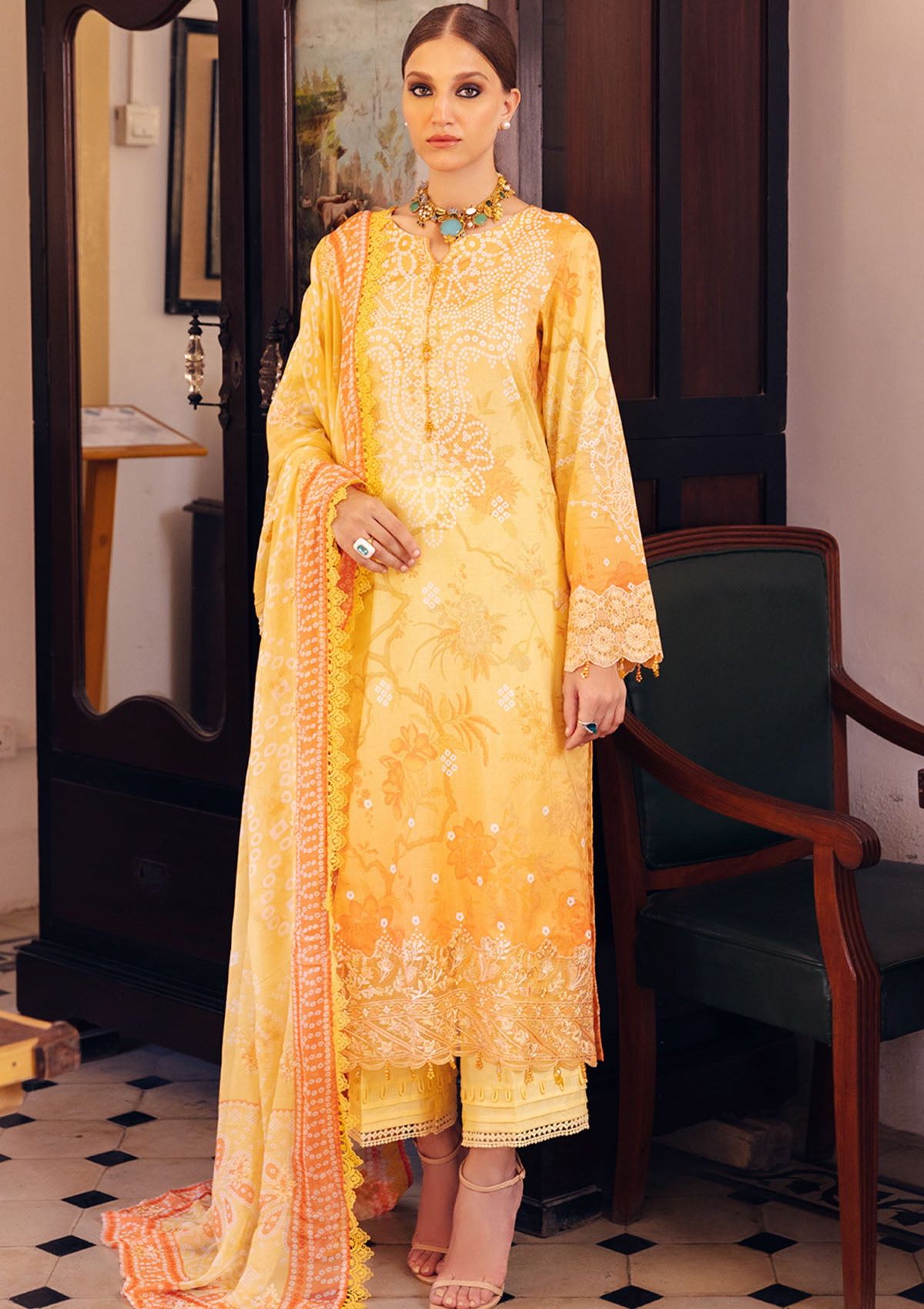 Lawn Collection - Nureh - Gardenia - E/Print - NSG#117 - Official Nureh - Agha Fabrics UK