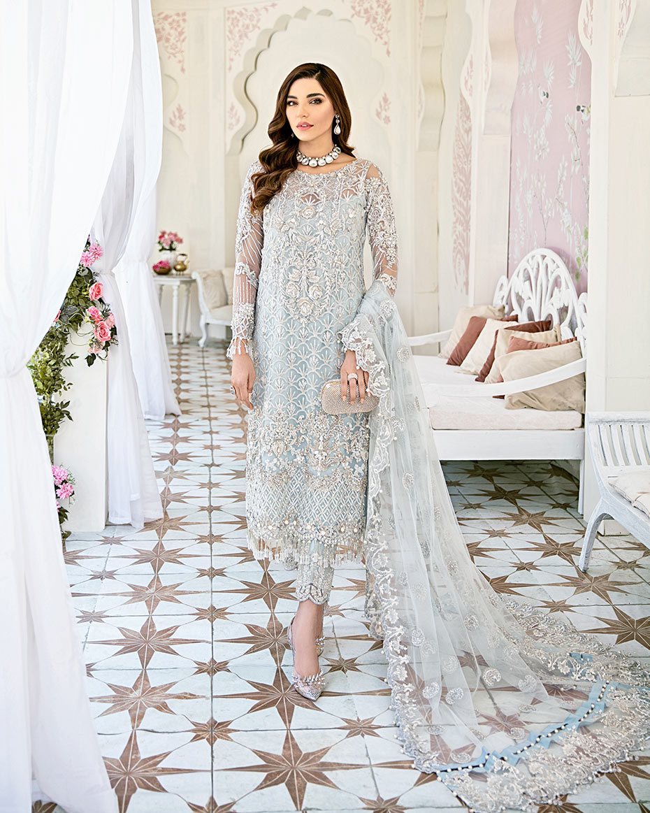 Gulaal | Wedding Formals | Avenir Embroidered Net 3-Piece Suit WS-01 - Official Gulaal - Agha Fabrics UK