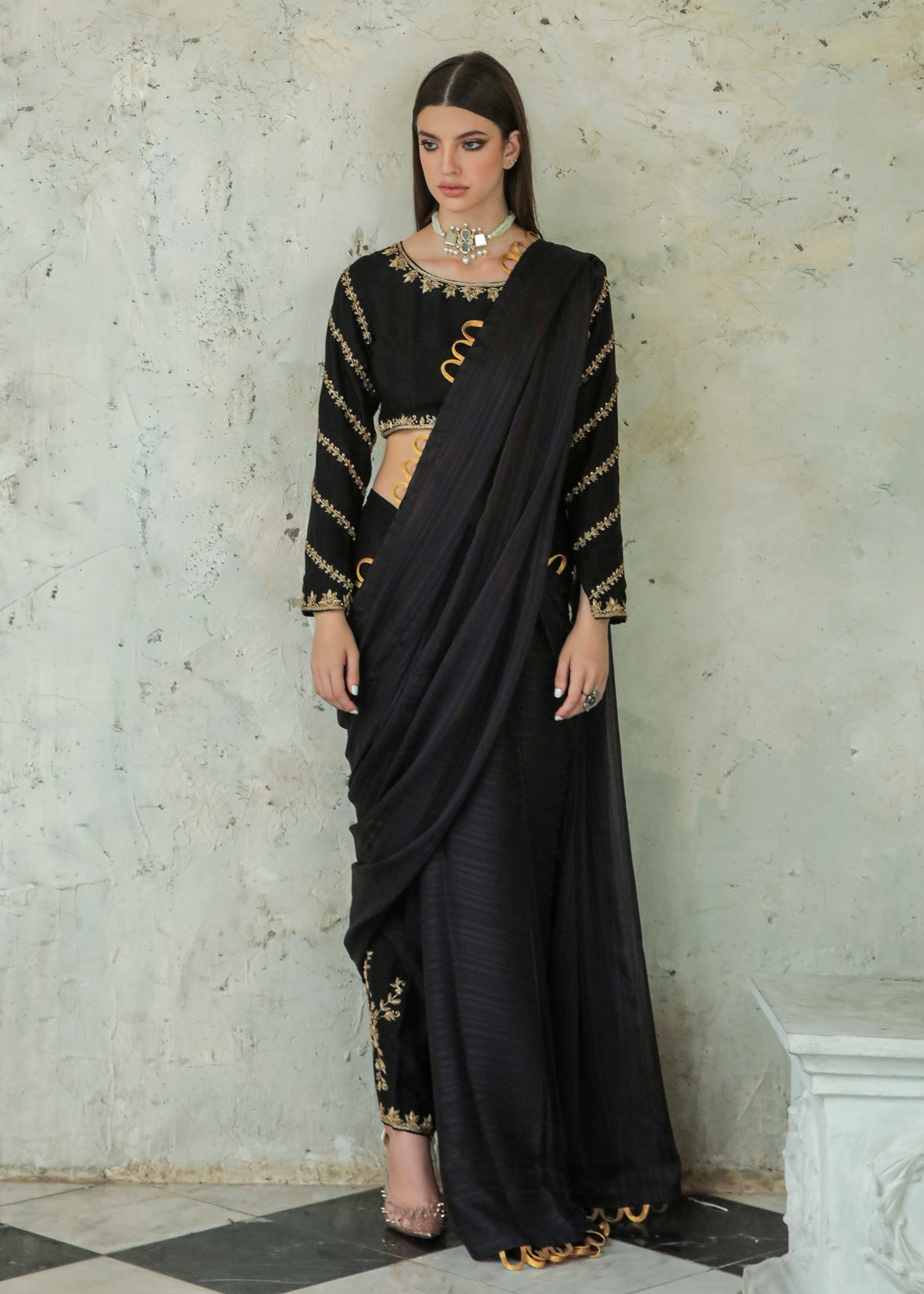Purple Haze Pret Studio | Apsara Formals | Black Saree Pants