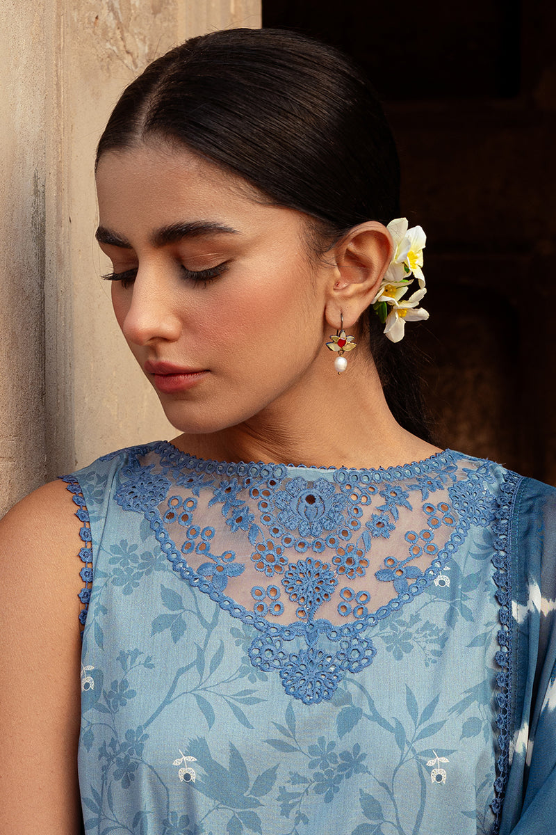 Cross Stitch | Premium Lawn 24 | BLUE SAND - Official Cross Stitch - Agha Fabrics UK