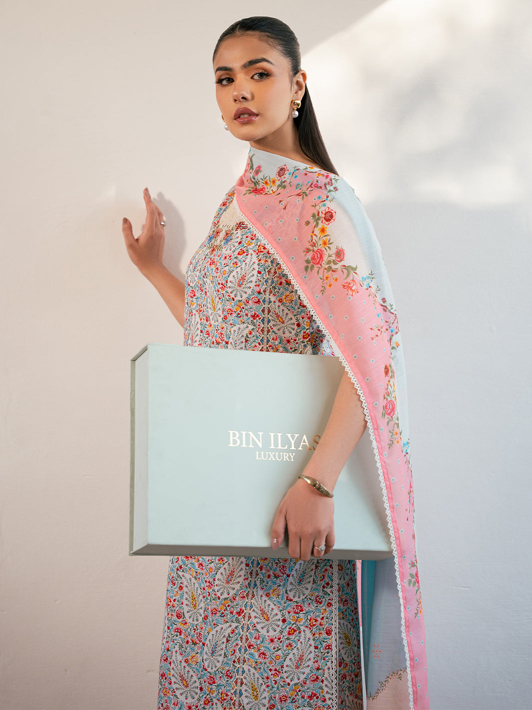 Bin Ilyas | Hazel Printed Lawn 25 | 2072 - A - Official Bin Ilyas - Agha Fabrics UK