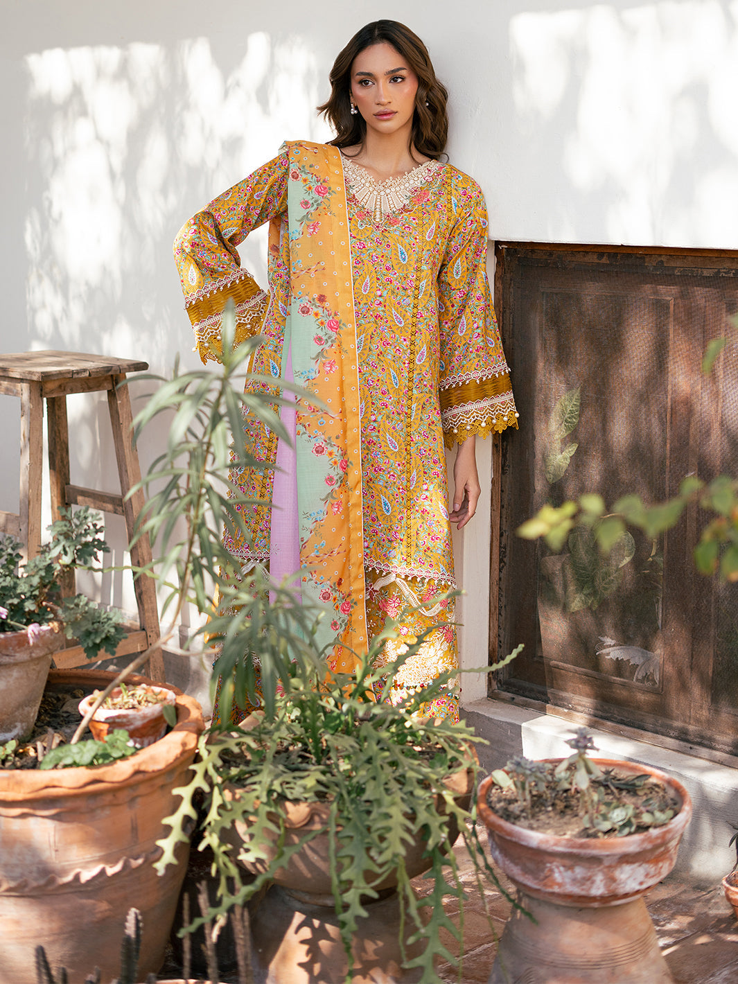 Bin Ilyas | Hazel Printed Lawn 25 | 2072 - B - Official Bin Ilyas - Agha Fabrics UK