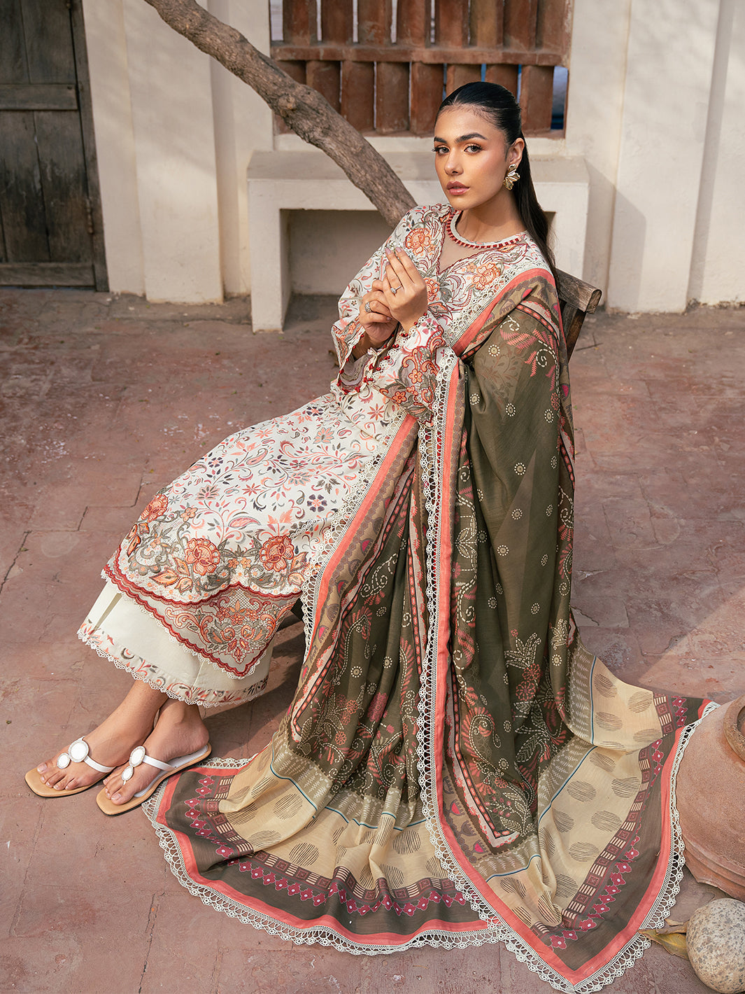 Bin Ilyas | Hazel Printed Lawn 25 | 2073 - A - Official Bin Ilyas - Agha Fabrics UK