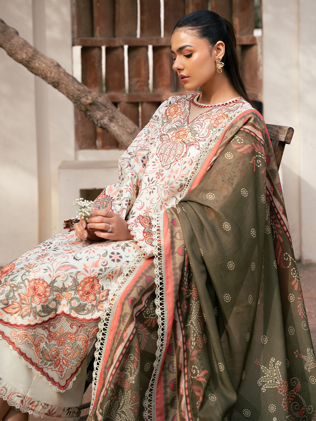 Bin Ilyas | Hazel Printed Lawn 25 | 2073 - A - Official Bin Ilyas - Agha Fabrics UK