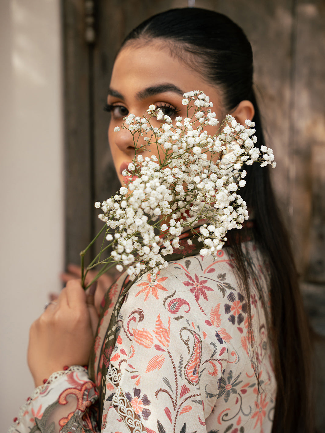 Bin Ilyas | Hazel Printed Lawn 25 | 2073 - A - Official Bin Ilyas - Agha Fabrics UK