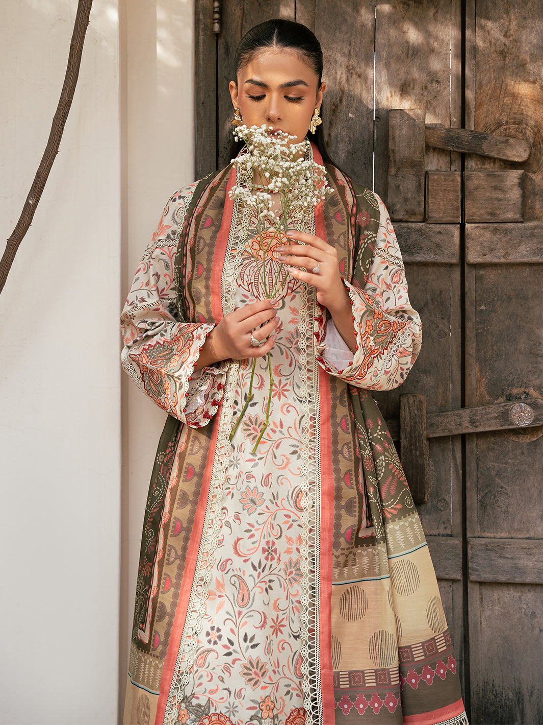 Bin Ilyas | Hazel Printed Lawn 25 | 2073 - A - Official Bin Ilyas - Agha Fabrics UK