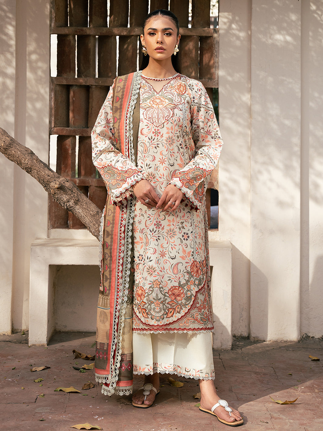 Bin Ilyas | Hazel Printed Lawn 25 | 2073 - A - Official Bin Ilyas - Agha Fabrics UK