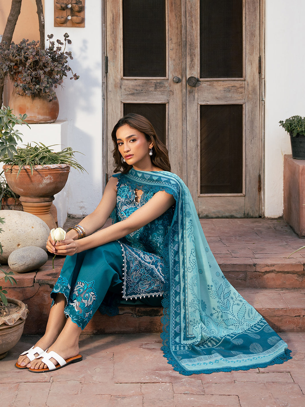 Bin Ilyas | Hazel Printed Lawn 25 | 2073 - B - Official Bin Ilyas - Agha Fabrics UK