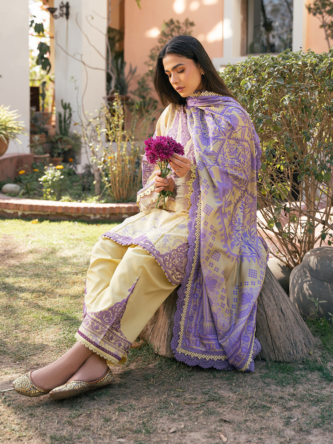 Bin Ilyas | Hazel Printed Lawn 25 | 2074 - A - Official Bin Ilyas - Agha Fabrics UK
