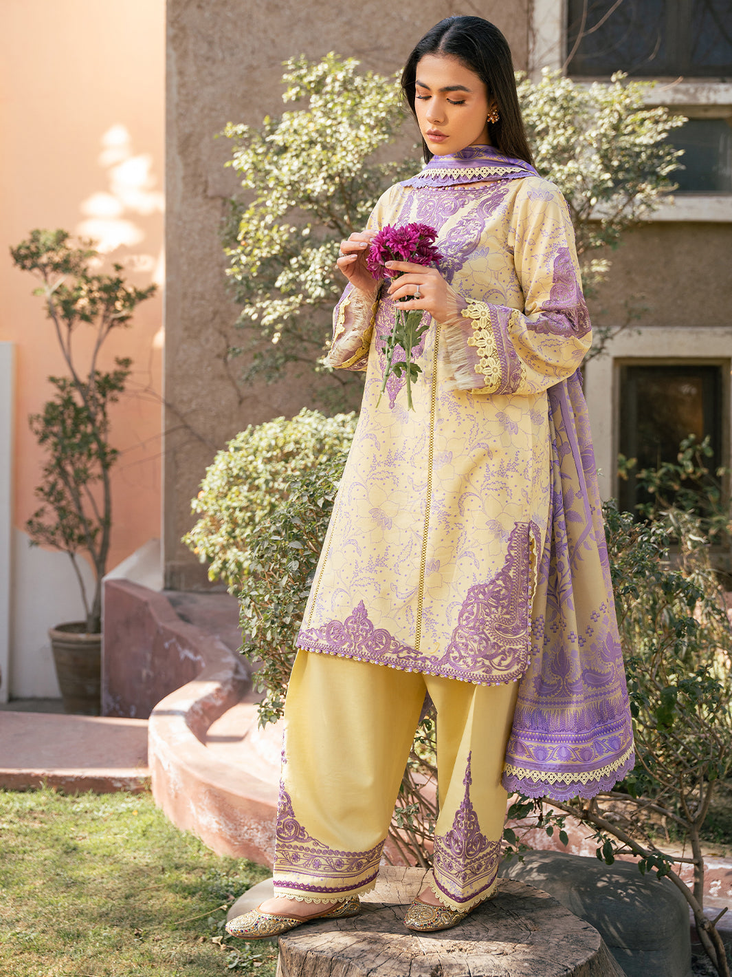 Bin Ilyas | Hazel Printed Lawn 25 | 2074 - A - Official Bin Ilyas - Agha Fabrics UK