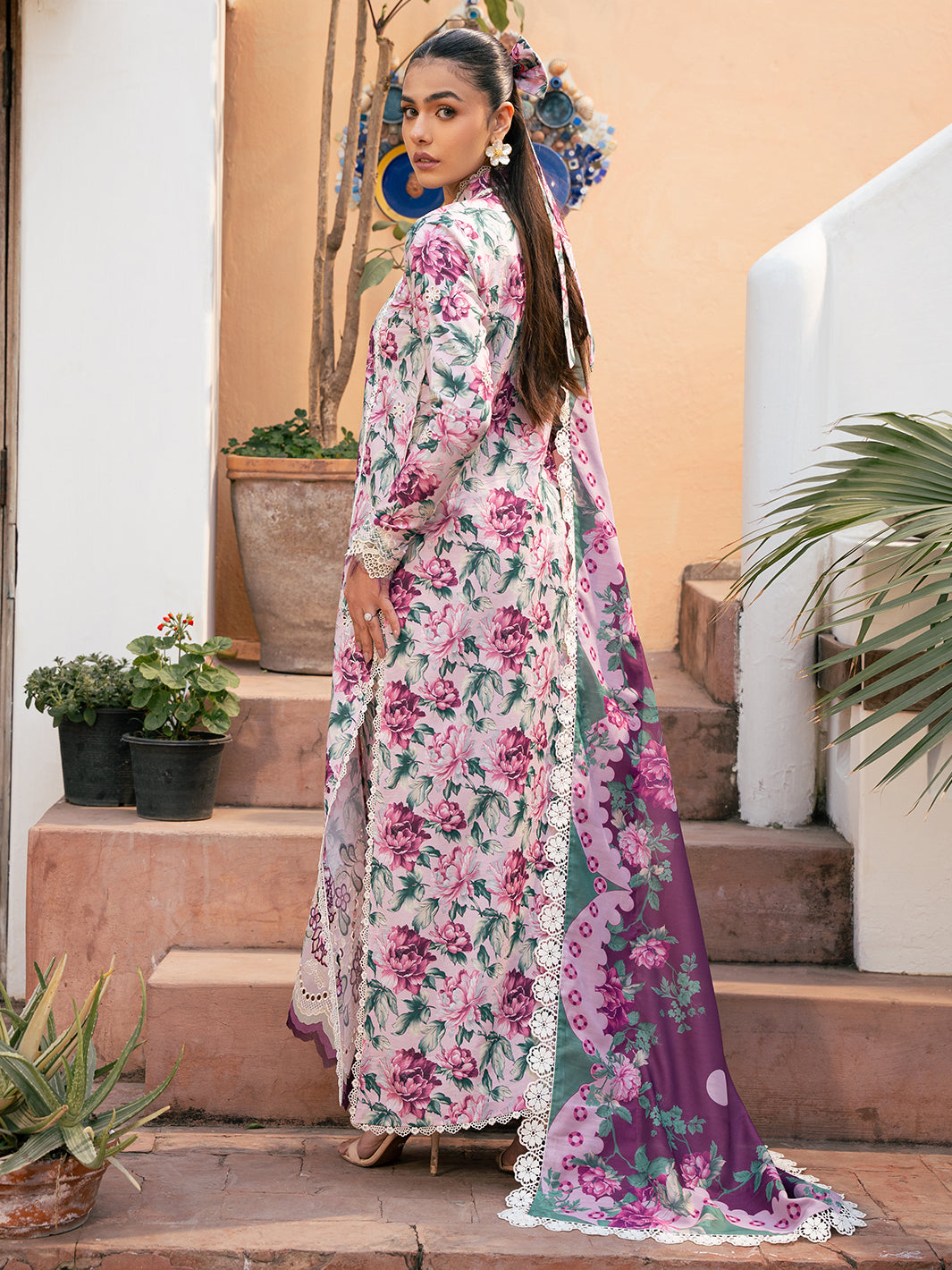 Bin Ilyas | Hazel Printed Lawn 25 | 2075 - A - Official Bin Ilyas - Agha Fabrics UK