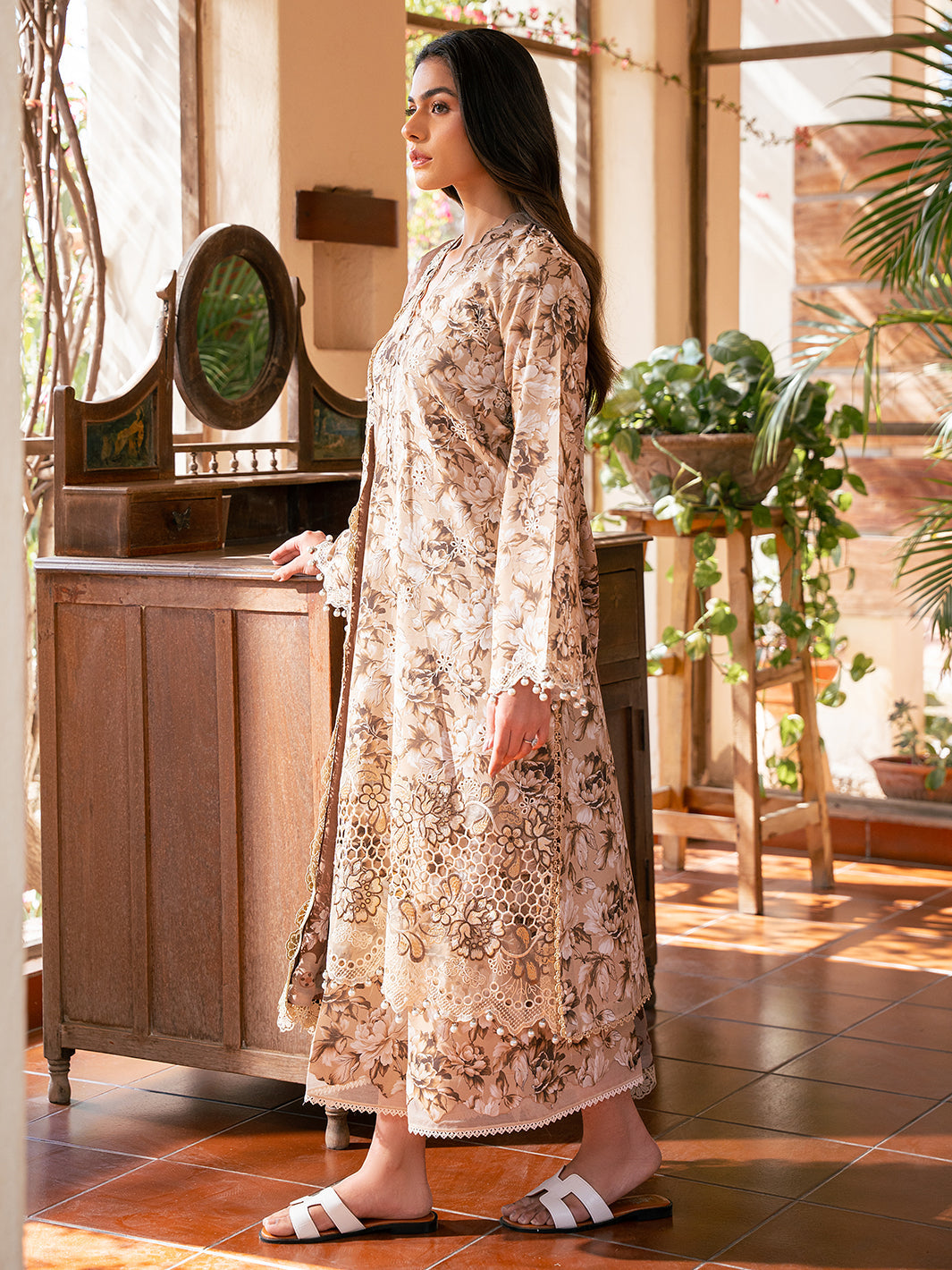 Bin Ilyas | Hazel Printed Lawn 25 | 2075 - B - Official Bin Ilyas - Agha Fabrics UK