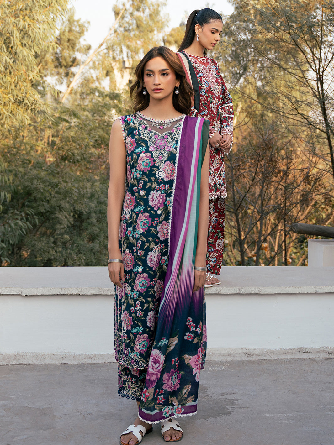 Bin Ilyas | Hazel Printed Lawn 25 | 2076 - A - Official Bin Ilyas - Agha Fabrics UK