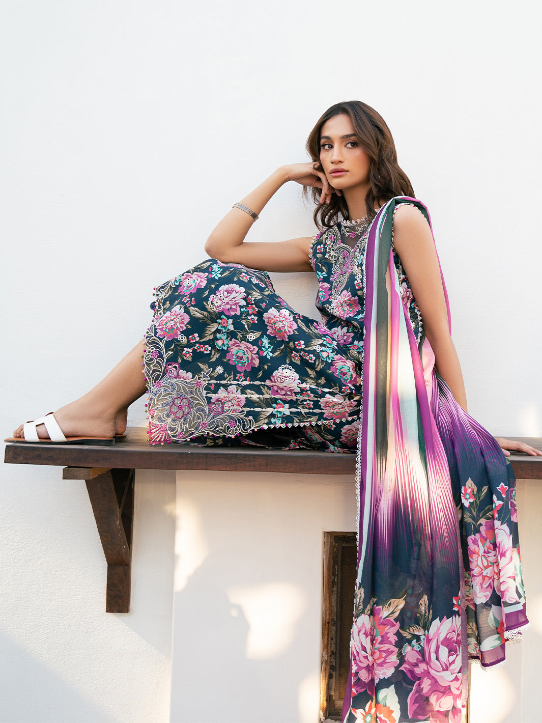 Bin Ilyas | Hazel Printed Lawn 25 | 2076 - A - Official Bin Ilyas - Agha Fabrics UK