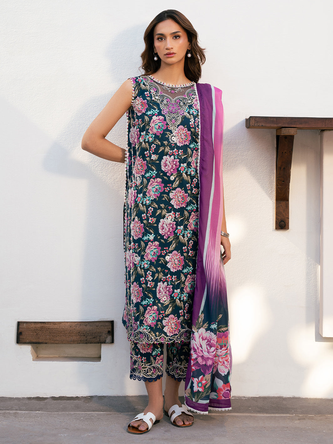 Bin Ilyas | Hazel Printed Lawn 25 | 2076 - A - Official Bin Ilyas - Agha Fabrics UK