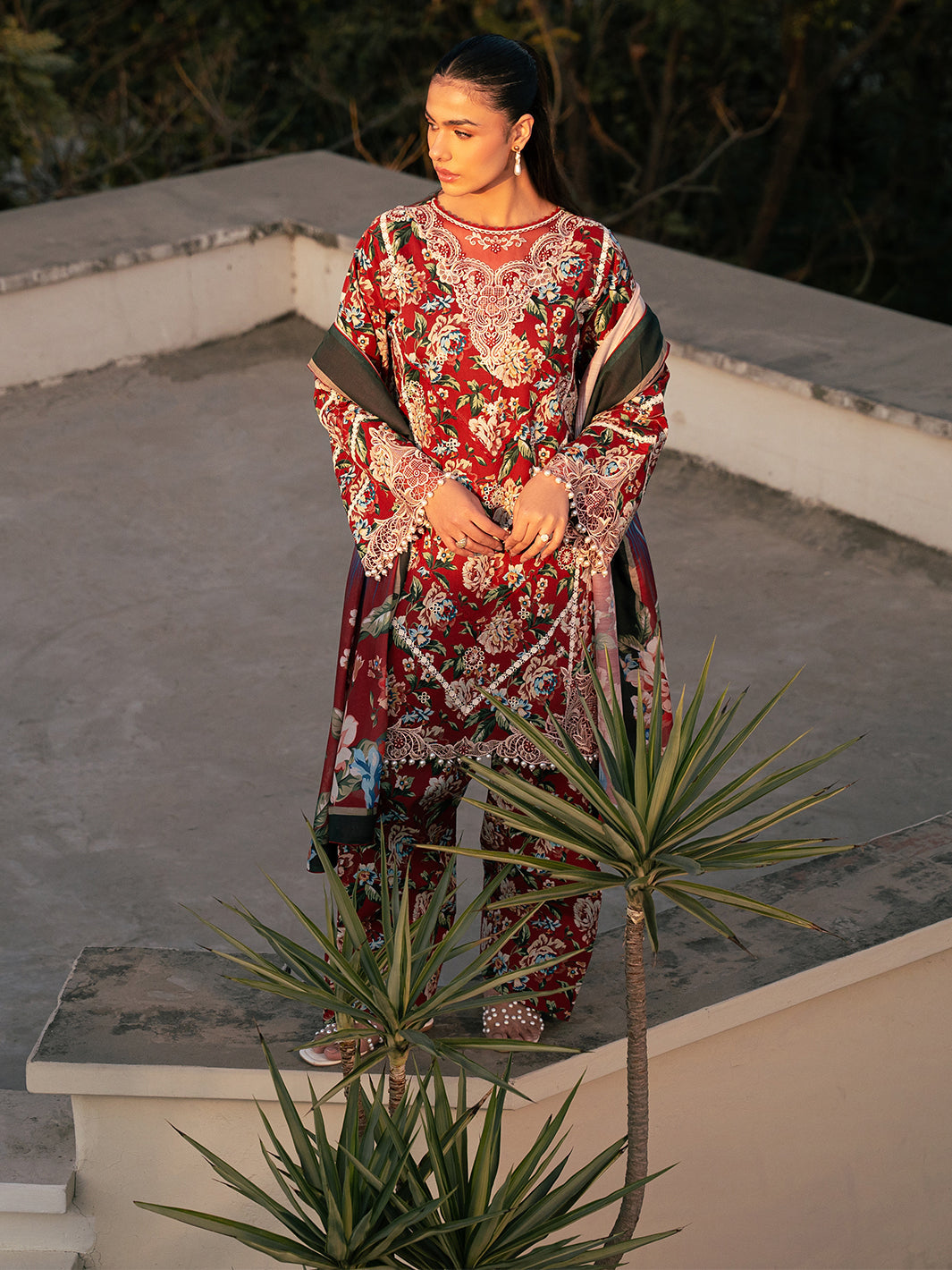 Bin Ilyas | Hazel Printed Lawn 25 | 2076 - B - Official Bin Ilyas - Agha Fabrics UK